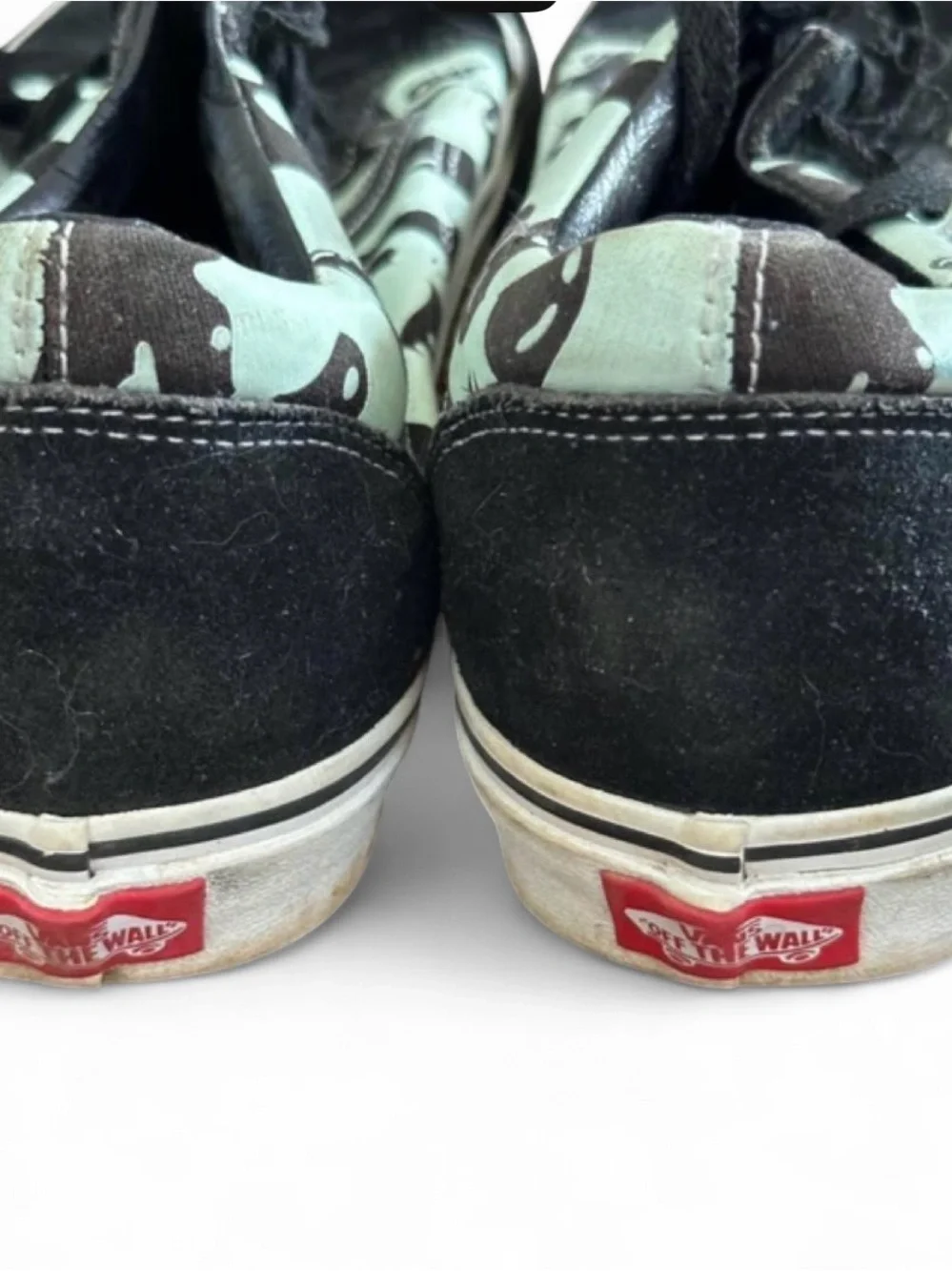 Vans Kids Sneakers in Mint Green & Black Ghost Print